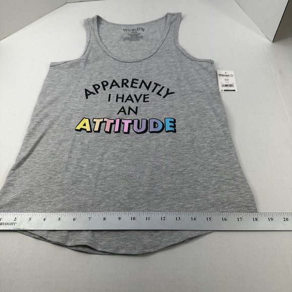 Wound Up Women's Size Small 3-5 Tank Top Apparently I Have An Attitude Gray New - Picture 7 of 9